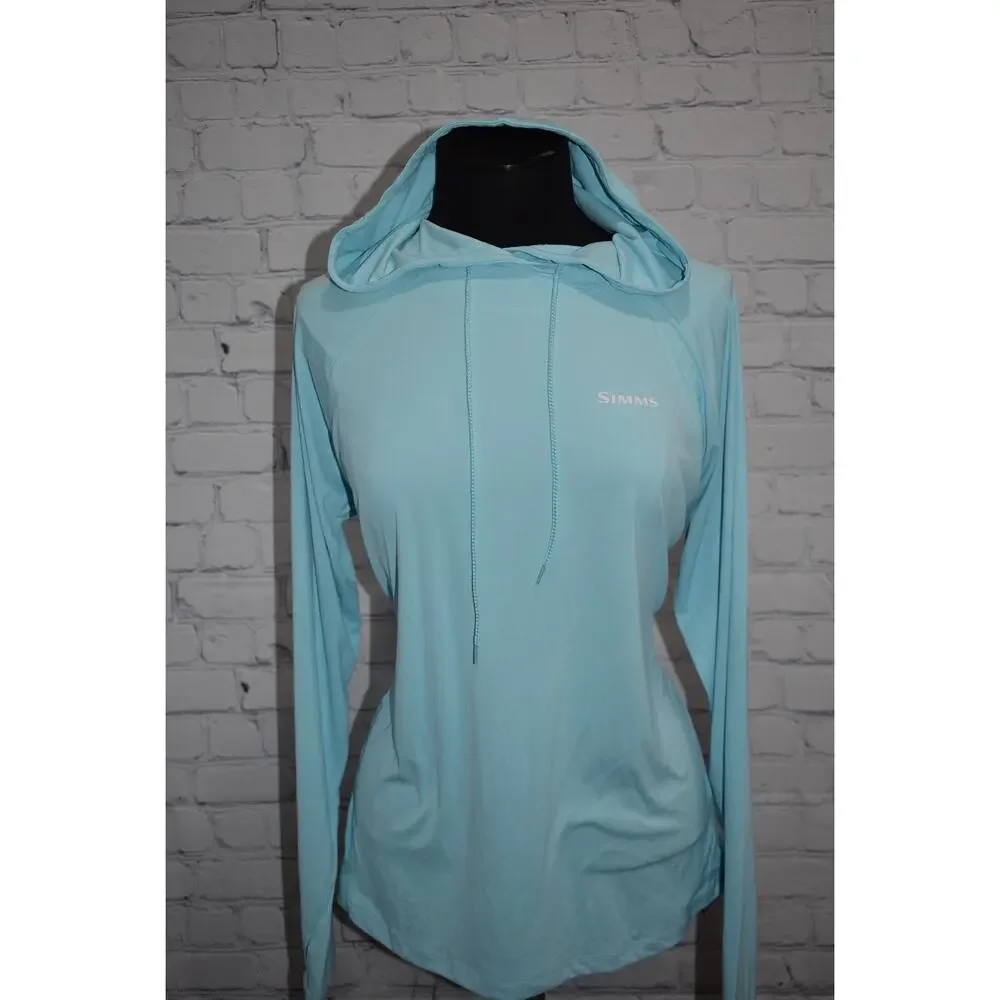 Simms Performance Fishing Hoodie Sun Shirt Womens Size Large SolarFlex UPF 50 - Picture 2 of 6